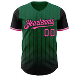 Maxcorners Custom Kelly Green Pink-Black 3D Pattern Design Gradient Geometric Shape Premium Baseball Jersey LM0210