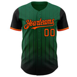 Maxcorners Custom Kelly Green Orange-Black 3D Pattern Design Gradient Geometric Shape Premium Baseball Jersey LM0210