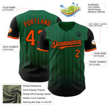 Maxcorners Custom Kelly Green Orange-Black 3D Pattern Design Gradient Geometric Shape Premium Baseball Jersey LM0210