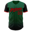 Maxcorners Custom Kelly Green Red-Black 3D Pattern Design Gradient Geometric Shape Premium Baseball Jersey LM0210