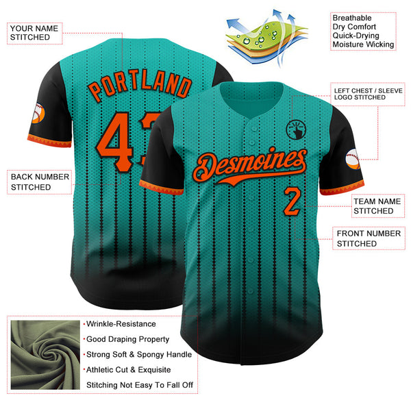 Maxcorners Custom Aqua Orange-Black 3D Pattern Design Gradient Geometric Shape Premium Baseball Jersey LM0210
