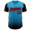 Maxcorners Custom Sky Blue Red-Black 3D Pattern Design Gradient Geometric Shape Premium Baseball Jersey LM0210