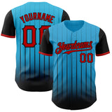 Maxcorners Custom Sky Blue Red-Black 3D Pattern Design Gradient Geometric Shape Premium Baseball Jersey LM0210