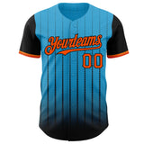 Maxcorners Custom Sky Blue Orange-Black 3D Pattern Design Gradient Geometric Shape Premium Baseball Jersey LM0210