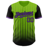 Maxcorners Custom Neon Green Purple-Black 3D Pattern Design Gradient Geometric Shape Premium Baseball Jersey LM0210