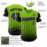 Maxcorners Custom Neon Green Purple-Black 3D Pattern Design Gradient Geometric Shape Premium Baseball Jersey LM0210