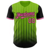 Maxcorners Custom Neon Green Pink-Black 3D Pattern Design Gradient Geometric Shape Premium Baseball Jersey LM0210