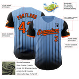 Maxcorners Custom Light Blue Orange-Black 3D Pattern Design Gradient Geometric Shape Premium Baseball Jersey LM0210