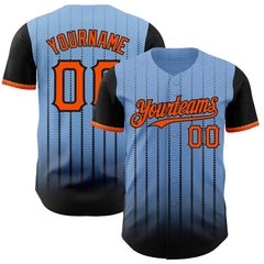 Maxcorners Custom Light Blue Orange-Black 3D Pattern Design Gradient Geometric Shape Premium Baseball Jersey LM0210