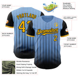 Maxcorners Custom Light Blue Gold-Black 3D Pattern Design Gradient Geometric Shape Premium Baseball Jersey LM0210