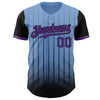 Maxcorners Custom Light Blue Purple-Black 3D Pattern Design Gradient Geometric Shape Premium Baseball Jersey LM0210