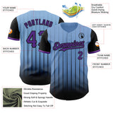 Maxcorners Custom Light Blue Purple-Black 3D Pattern Design Gradient Geometric Shape Premium Baseball Jersey LM0210