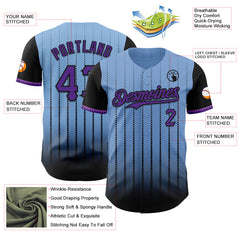 Maxcorners Custom Light Blue Purple-Black 3D Pattern Design Gradient Geometric Shape Premium Baseball Jersey LM0210