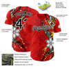 Maxcorners Custom Red Black-White Hawaii Flower Authentic Baseball Jersey LM2605