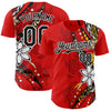 Maxcorners Custom Red Black-White Hawaii Flower Authentic Baseball Jersey LM2605