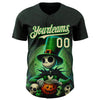 Maxcorners Custom Black City Cream-Grass Green 3D Halloween Spooky Pumpkin Authentic Baseball Jersey LM2605