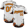 Maxcorners Custom White Bay Orange-Black 3D Halloween Spooky Pumpkin Authentic Baseball Jersey LM2605