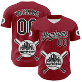 Maxcorners Custom Cardinal Black-White 3D Urban City Edition Sports Premium Baseball Jersey LM0210