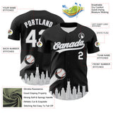 Maxcorners Custom Black White-Gray 3D Urban City Edition Sports Premium Baseball Jersey LM0210
