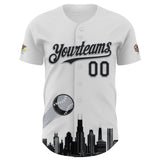 Maxcorners Custom White Black-Gray 3D Urban City Edition Sports Premium Baseball Jersey LM0210