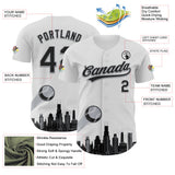 Maxcorners Custom White Black-Gray 3D Urban City Edition Sports Premium Baseball Jersey LM0210