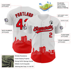 Maxcorners Custom White Fire Red-Black 3D Urban City Edition Sports Premium Baseball Jersey LM0210
