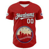 Maxcorners Custom Red White Blue Cream-Black 3D Urban City Edition Sports Premium Baseball Jersey LM0210
