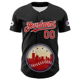 Maxcorners Custom Black Red Blue Cream-White 3D Urban City Edition Sports Premium Baseball Jersey LM0210
