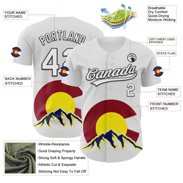 Maxcorners Custom White Black Red Yellow-Blue 3D Urban City Edition Sports Premium Baseball Jersey LM0210