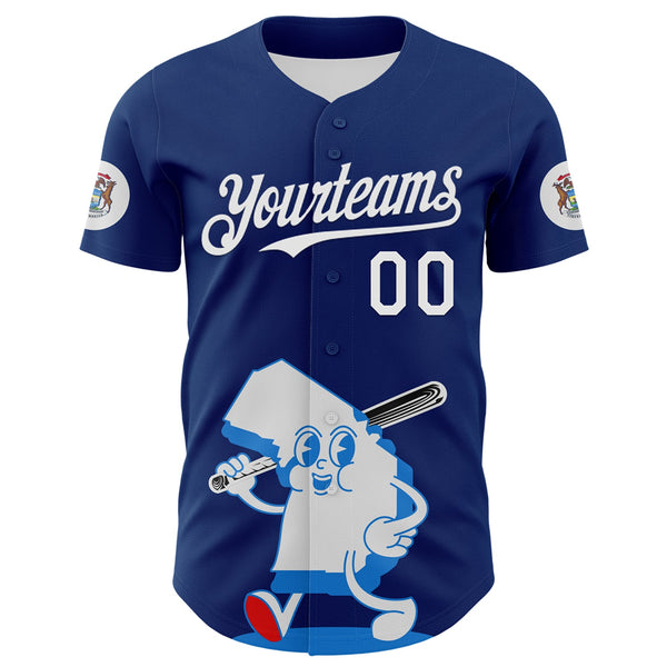 Maxcorners Custom Blue White-Red 3D Urban City Edition Sports Premium Baseball Jersey LM0210