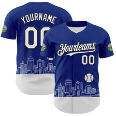 Maxcorners Custom Royal White-Black 3D Urban City Edition Sports Premium Baseball Jersey LM0210
