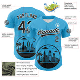 Maxcorners Custom Sky Blue Black-White 3D Urban City Edition Sports Premium Baseball Jersey LM0210