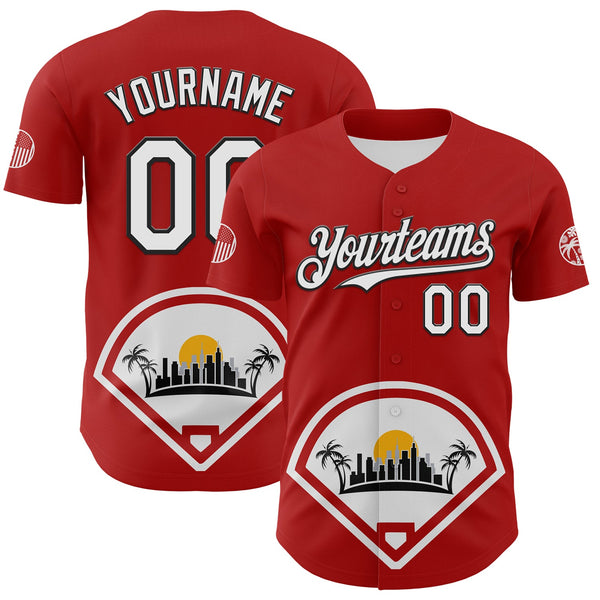 Maxcorners Custom Red White Gray Yellow-Black 3D Urban City Edition Sports Premium Baseball Jersey LM0210