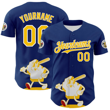 Maxcorners Custom Blue Gold Red-White 3D Urban City Edition Sports Premium Baseball Jersey LM0210