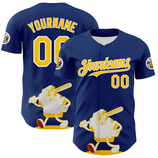Maxcorners Custom Blue Gold Red-White 3D Urban City Edition Sports Premium Baseball Jersey LM0210