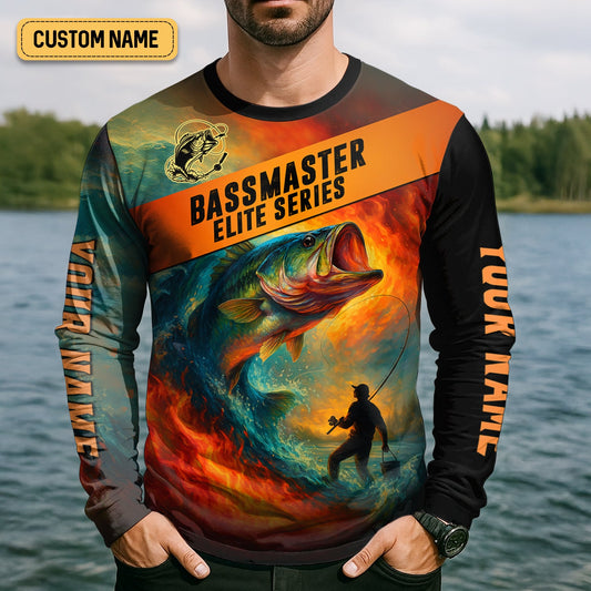 Maxcorners Bass Masters Elite Fishing UPF Shirts, Long Sleeve Fishing Shirts, Fishing Shirts For Men