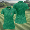 Maxcorners Vitamin G Shamrock Pattern Golf And Beer Green Golf Shirt, St Patrick's Day Golf Shirt, Women's Golf Shirts