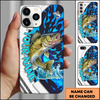 Maxcorners Fishing White Scale Water Splash Multicolor Options Personalized Name Phone Case (12 Fish Species)