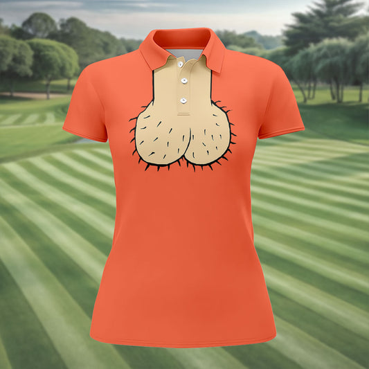 Maxcorners Orange Funny Dickhead Faux Chest Golf Shirt, Ladies Golf Shirts, Golf Polo For Women LM1507
