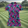 Maxcorners Funny Cow Wearing Sunglasses Tropical Golf Polo Shirt, Golf Shirts For Women, Women's Golf Apparel LM1507