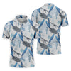Maxcorners Blue Feather Golf Polo Shirt, Mens Golf Gift, Mens Tropical Shirts