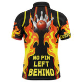 Maxcorners No Pin Left Behind Cool Flame Bowling Customized Name 3D Shirt