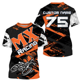 Maxcorners Motocross Orange MX Customize Name And Number 3D Shirts