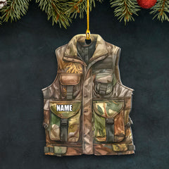 Maxcorners Personalized Camo Hunting Vest Ornament Custom Name Christmas Tree Decoration Gift for Hunters LM0110