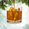 Maxcorners Personalized Golf And Bourbon Ornament, Bourbon Christmas Ornament, Golf Ornament, Golf Decor For Golfer
