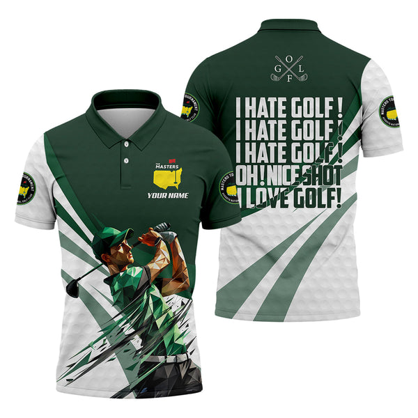 Maxcorners I Hate Golf Augusta Masters Tournament Custom Men's Golf Polo Shirt, Funny Gift For Golfer