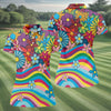 Maxcorners Retro Rainbow Floral Hippie Hawaiian Golf Shirt, Golf Shirts For Women, Women’s Golf Apparel LM1507