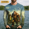 Maxcorners Gone Fishing Be Back Never Sasquatch Fishing SPF Shirt, Performance Fishing Shirts, Men's Fishing Shirt