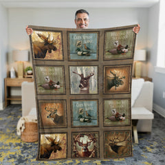 Maxcorners Rustic Wildlife Cabin Lodge Fleece Blanket – Deer, Moose, and Duck Hunting Retreat Fleece Blanket LM1611