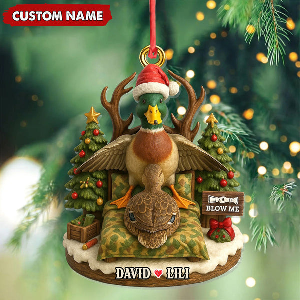 Maxcorners Funny Duck Hunter Couple Ornament, Personalized Christmas Gift for Hunting Lovers LM0411